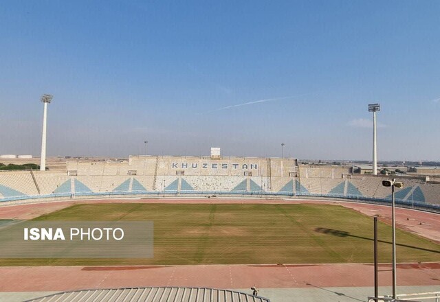 تصویر جدید از جوانه زدن چمن ورزشگاه غدیر اهواز