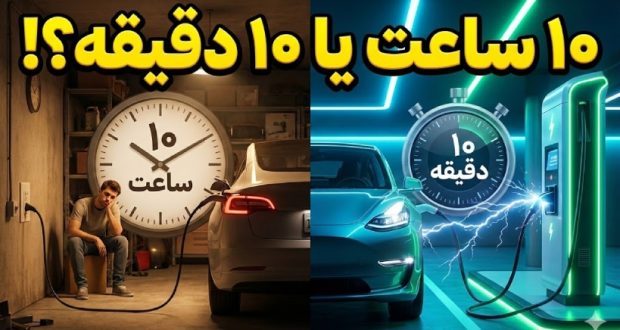 راهنمای جامع زمان شارژ خودروهای برقی: از پریز خانگی تا شارژ سریع DC
